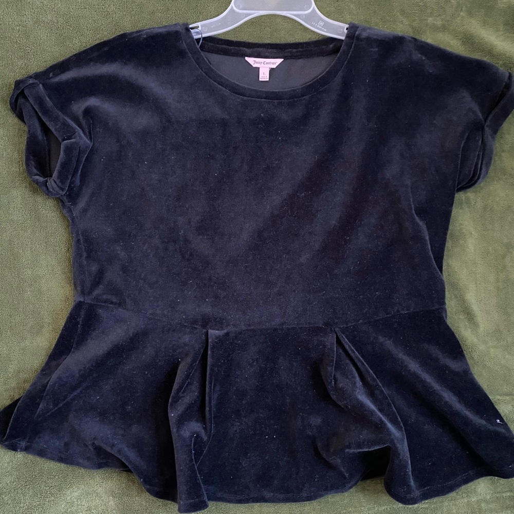 Juicy Couture black velour peplum lounging top